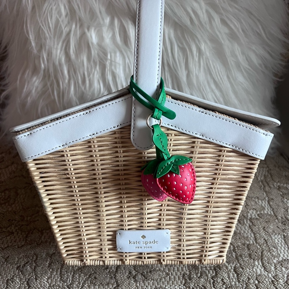 kate spade Strawberry Picnic in the Park wicker purse ~ Limited Edition